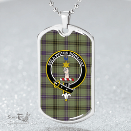 ScottishPlaid Henderson Weathered Clan Tartan Dog Tag Necklace - Crest Classic Scottish Plaid Tartan Plaid