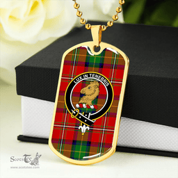 ScottishPlaid Fullerton Clan Tartan Dog Tag Necklace - Crest Classic Scottish Plaid Tartan Plaid