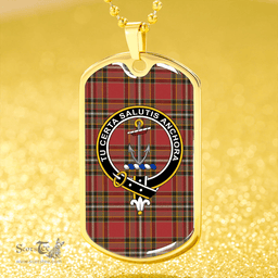 ScottishPlaid Gillespie Weathered Clan Tartan Dog Tag Necklace - Crest Classic Scottish Plaid Tartan Plaid