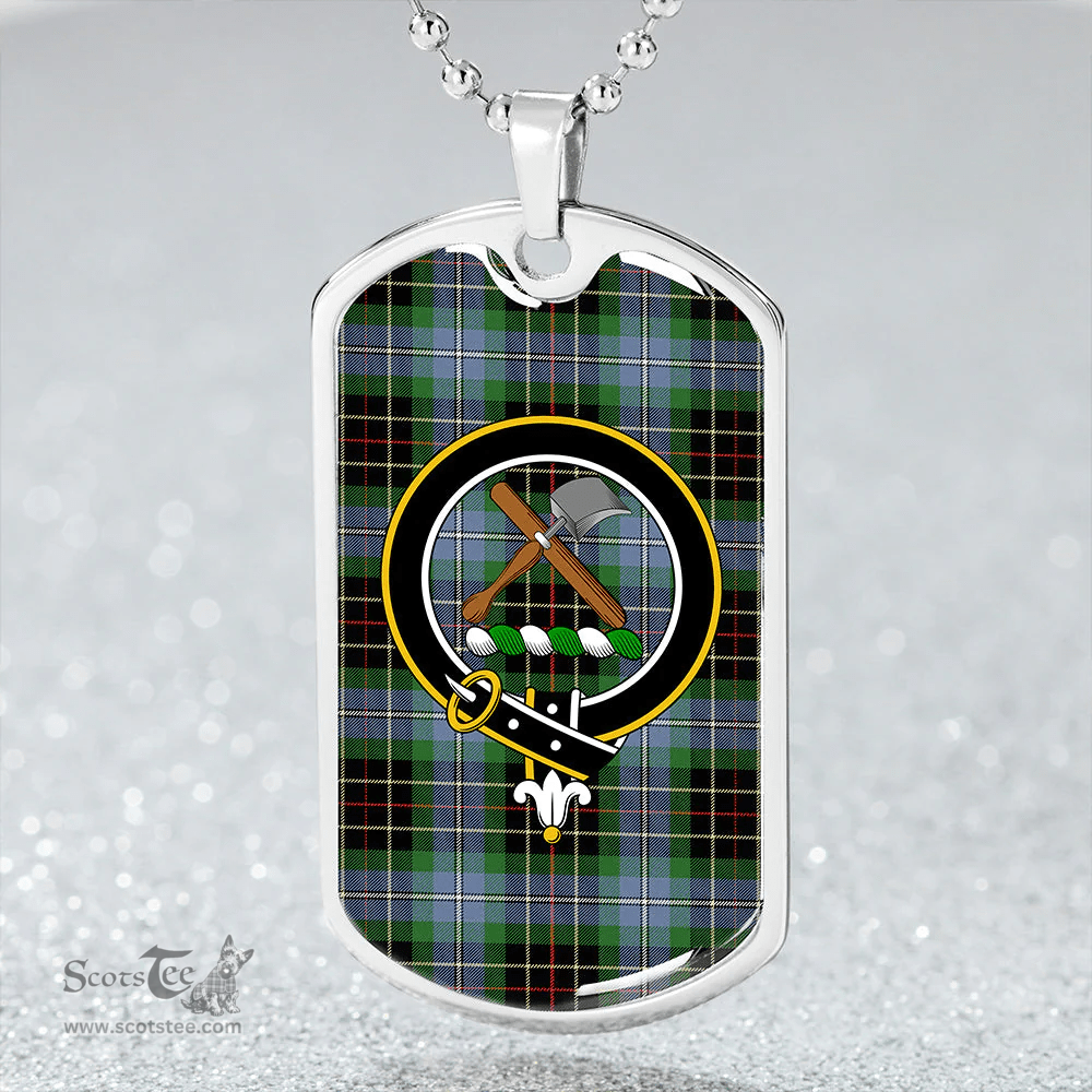 ScottishPlaid Hislop #3 Ancient Clan Tartan Dog Tag Necklace - Crest Classic Scottish Plaid Tartan Plaid