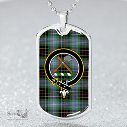 ScottishPlaid Hislop #3 Ancient Clan Tartan Dog Tag Necklace - Crest Classic Scottish Plaid Tartan Plaid