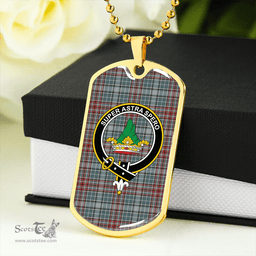 ScottishPlaid Gayre Weathered Clan Tartan Dog Tag Necklace - Crest Classic Scottish Plaid Tartan Plaid