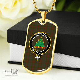 ScottishPlaid Gray Hunting Clan Tartan Dog Tag Necklace - Crest Classic Scottish Plaid Tartan Plaid