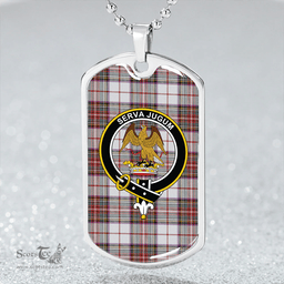 ScottishPlaid Hay #2 Weathered Clan Tartan Dog Tag Necklace - Crest Classic Scottish Plaid Tartan Plaid