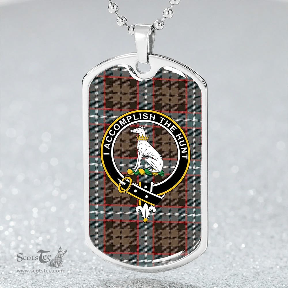 ScottishPlaid Hunter #2 (Michael #2) Weathered Clan Tartan Dog Tag Necklace - Crest Classic Scottish Plaid Tartan Plaid