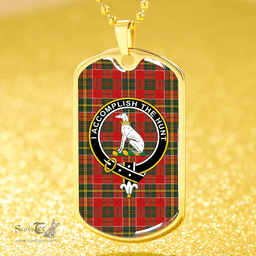 ScottishPlaid Hunter USA (Michael USA) Modern Clan Tartan Dog Tag Necklace - Crest Classic Scottish Plaid Tartan Plaid