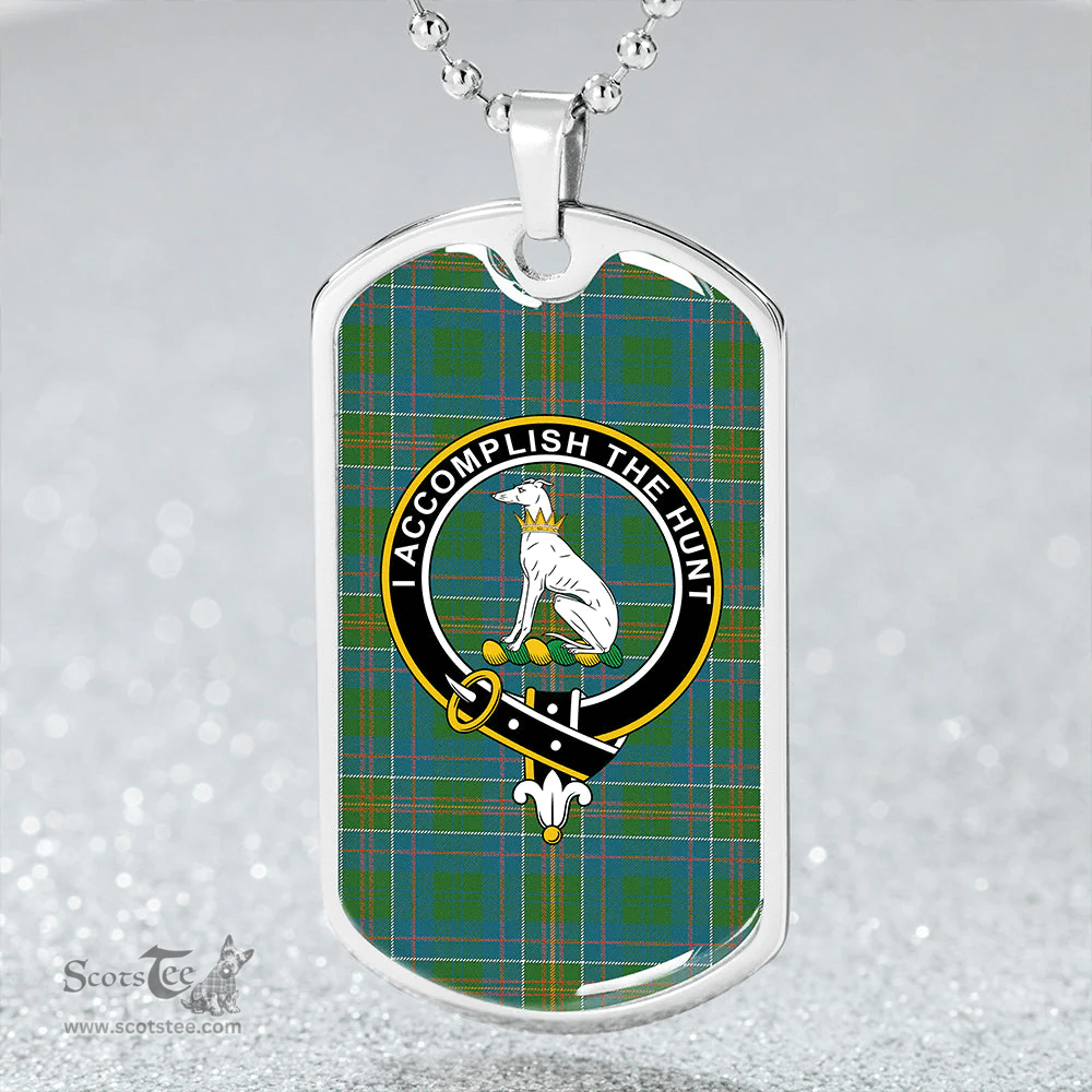 ScottishPlaid Hunter of Hunterston (Michael of Hunterston) Ancient Clan Tartan Dog Tag Necklace - Crest Classic Scottish Plaid Tartan Plaid