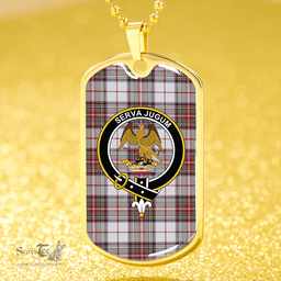 ScottishPlaid Hay #2 Weathered Clan Tartan Dog Tag Necklace - Crest Classic Scottish Plaid Tartan Plaid