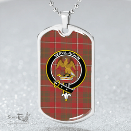 ScottishPlaid Hay Weathered Clan Tartan Dog Tag Necklace - Crest Classic Scottish Plaid Tartan Plaid
