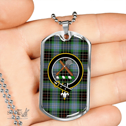 ScottishPlaid Hislop #3 Ancient Clan Tartan Dog Tag Necklace - Crest Classic Scottish Plaid Tartan Plaid