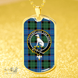 ScottishPlaid Hunter (Michael) Ancient Clan Tartan Dog Tag Necklace - Crest Classic Scottish Plaid Tartan Plaid