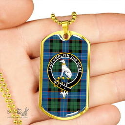 ScottishPlaid Hunter (Michael) Ancient Clan Tartan Dog Tag Necklace - Crest Classic Scottish Plaid Tartan Plaid
