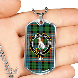 ScottishPlaid Hunter #2 (Michael #2) Ancient Clan Tartan Dog Tag Necklace - Crest Classic Scottish Plaid Tartan Plaid