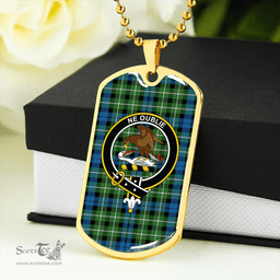 ScottishPlaid Graham of Montrose Ancient Clan Tartan Dog Tag Necklace - Crest Classic Scottish Plaid Tartan Plaid