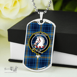 ScottishPlaid Hepburn #2 Modern Clan Tartan Dog Tag Necklace - Crest Classic Scottish Plaid Tartan Plaid