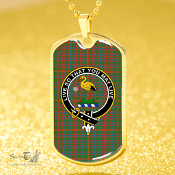 ScottishPlaid Hall Ancient Clan Tartan Dog Tag Necklace - Crest Classic Scottish Plaid Tartan Plaid