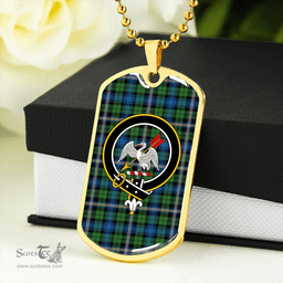 ScottishPlaid Gammell Ancient Clan Tartan Dog Tag Necklace - Crest Classic Scottish Plaid Tartan Plaid