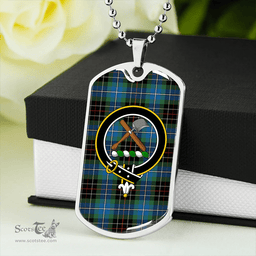 ScottishPlaid Hislop #3 Modern Clan Tartan Dog Tag Necklace - Crest Classic Scottish Plaid Tartan Plaid