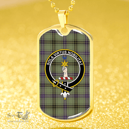 ScottishPlaid Henderson Weathered Clan Tartan Dog Tag Necklace - Crest Classic Scottish Plaid Tartan Plaid