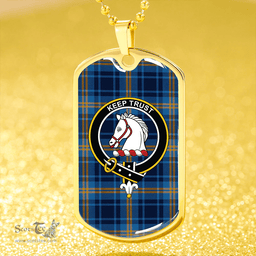 ScottishPlaid Hepburn #2 Modern Clan Tartan Dog Tag Necklace - Crest Classic Scottish Plaid Tartan Plaid