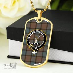 ScottishPlaid Gunn #2 Weathered Clan Tartan Dog Tag Necklace - Crest Classic Scottish Plaid Tartan Plaid