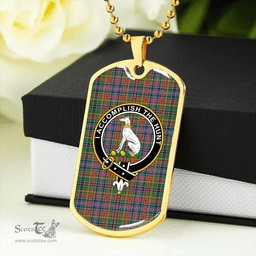 ScottishPlaid Hunter Old #2 (Michael Old #2) Modern Clan Tartan Dog Tag Necklace - Crest Classic Scottish Plaid Tartan Plaid