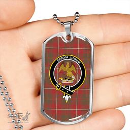 ScottishPlaid Hay Weathered Clan Tartan Dog Tag Necklace - Crest Classic Scottish Plaid Tartan Plaid