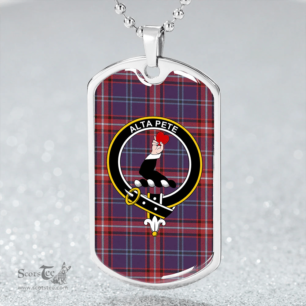 ScottishPlaid Glenn Weathered Clan Tartan Dog Tag Necklace - Crest Classic Scottish Plaid Tartan Plaid