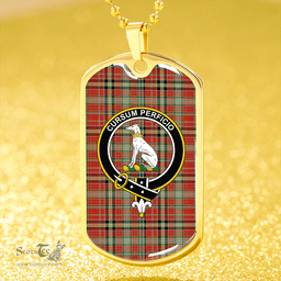 ScottishPlaid Hunter 1775 Ancient Clan Tartan Dog Tag Necklace - Crest Classic Scottish Plaid Tartan Plaid