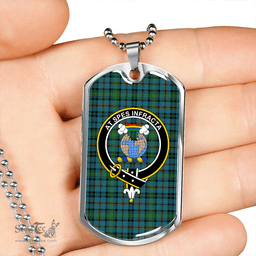 ScottishPlaid Hope Vere Ancient Clan Tartan Dog Tag Necklace - Crest Classic Scottish Plaid Tartan Plaid