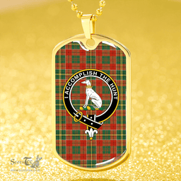 ScottishPlaid Hunter USA (Michael USA) Ancient Clan Tartan Dog Tag Necklace - Crest Classic Scottish Plaid Tartan Plaid