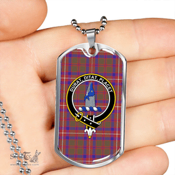 ScottishPlaid Geddes Weathered Clan Tartan Dog Tag Necklace - Crest Classic Scottish Plaid Tartan Plaid