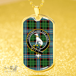 ScottishPlaid Hunter #2 (Michael #2) Ancient Clan Tartan Dog Tag Necklace - Crest Classic Scottish Plaid Tartan Plaid