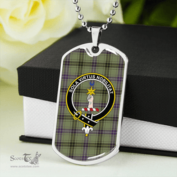ScottishPlaid Henderson (MacKendrick) Weathered Clan Tartan Dog Tag Necklace - Crest Classic Scottish Plaid Tartan Plaid