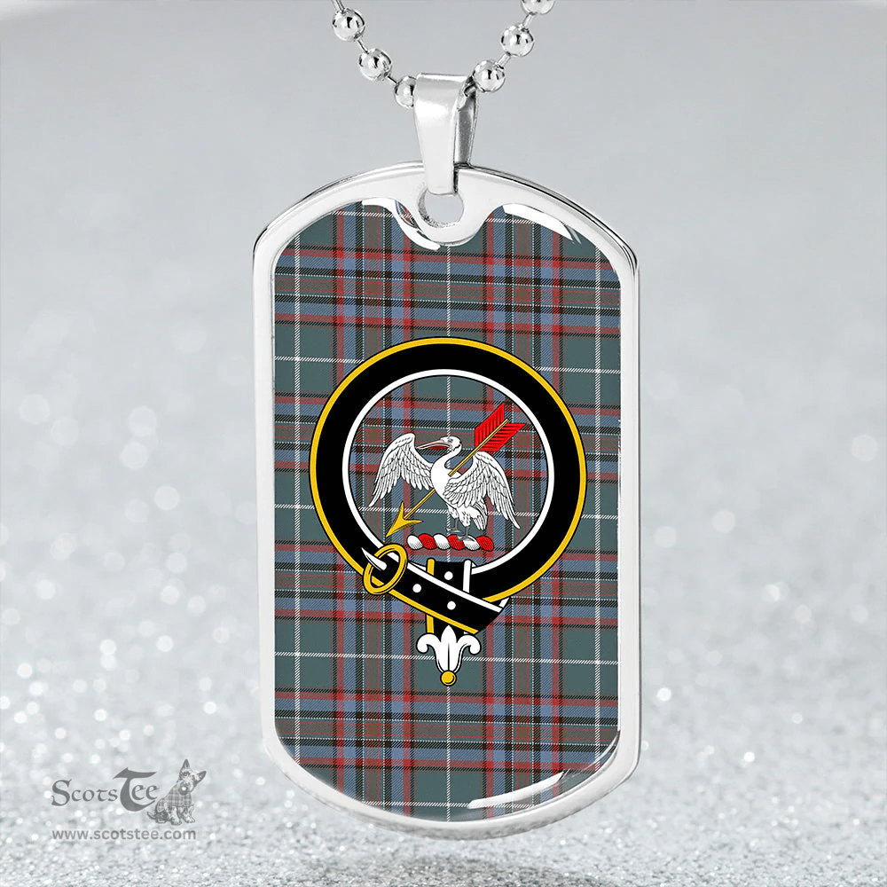 ScottishPlaid Gammell Dress Weathered Clan Tartan Dog Tag Necklace - Crest Classic Scottish Plaid Tartan Plaid