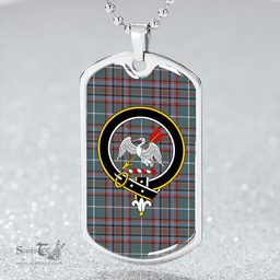 ScottishPlaid Gammell Dress Weathered Clan Tartan Dog Tag Necklace - Crest Classic Scottish Plaid Tartan Plaid