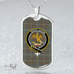 ScottishPlaid Hay Hunting Weathered Clan Tartan Dog Tag Necklace - Crest Classic Scottish Plaid Tartan Plaid