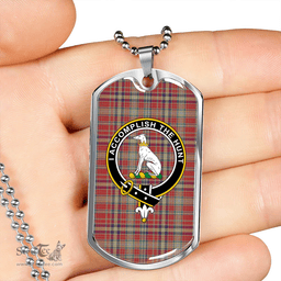 ScottishPlaid Hunter 1775 (Michael 1775) Weathered Clan Tartan Dog Tag Necklace - Crest Classic Scottish Plaid Tartan Plaid