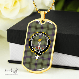 ScottishPlaid Henderson Weathered Clan Tartan Dog Tag Necklace - Crest Classic Scottish Plaid Tartan Plaid