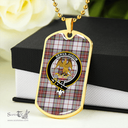 ScottishPlaid Hay #2 Weathered Clan Tartan Dog Tag Necklace - Crest Classic Scottish Plaid Tartan Plaid