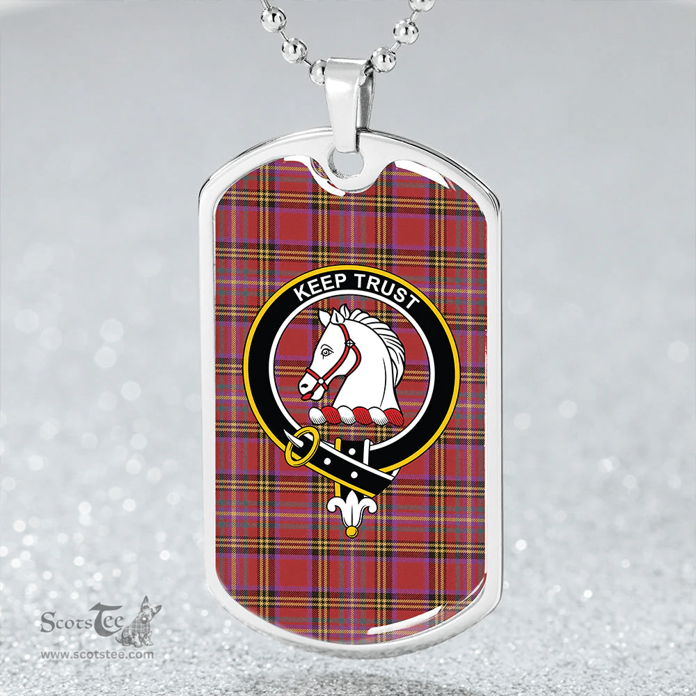ScottishPlaid Hepburn Weathered Clan Tartan Dog Tag Necklace - Crest Classic Scottish Plaid Tartan Plaid