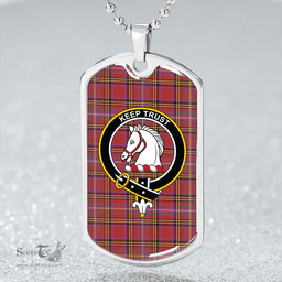 ScottishPlaid Hepburn Weathered Clan Tartan Dog Tag Necklace - Crest Classic Scottish Plaid Tartan Plaid