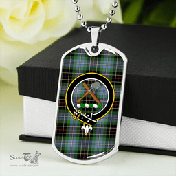 ScottishPlaid Hislop #3 Ancient Clan Tartan Dog Tag Necklace - Crest Classic Scottish Plaid Tartan Plaid