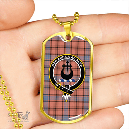 ScottishPlaid Hannay Dress (Haney Dress) Weathered Clan Tartan Dog Tag Necklace - Crest Classic Scottish Plaid Tartan Plaid