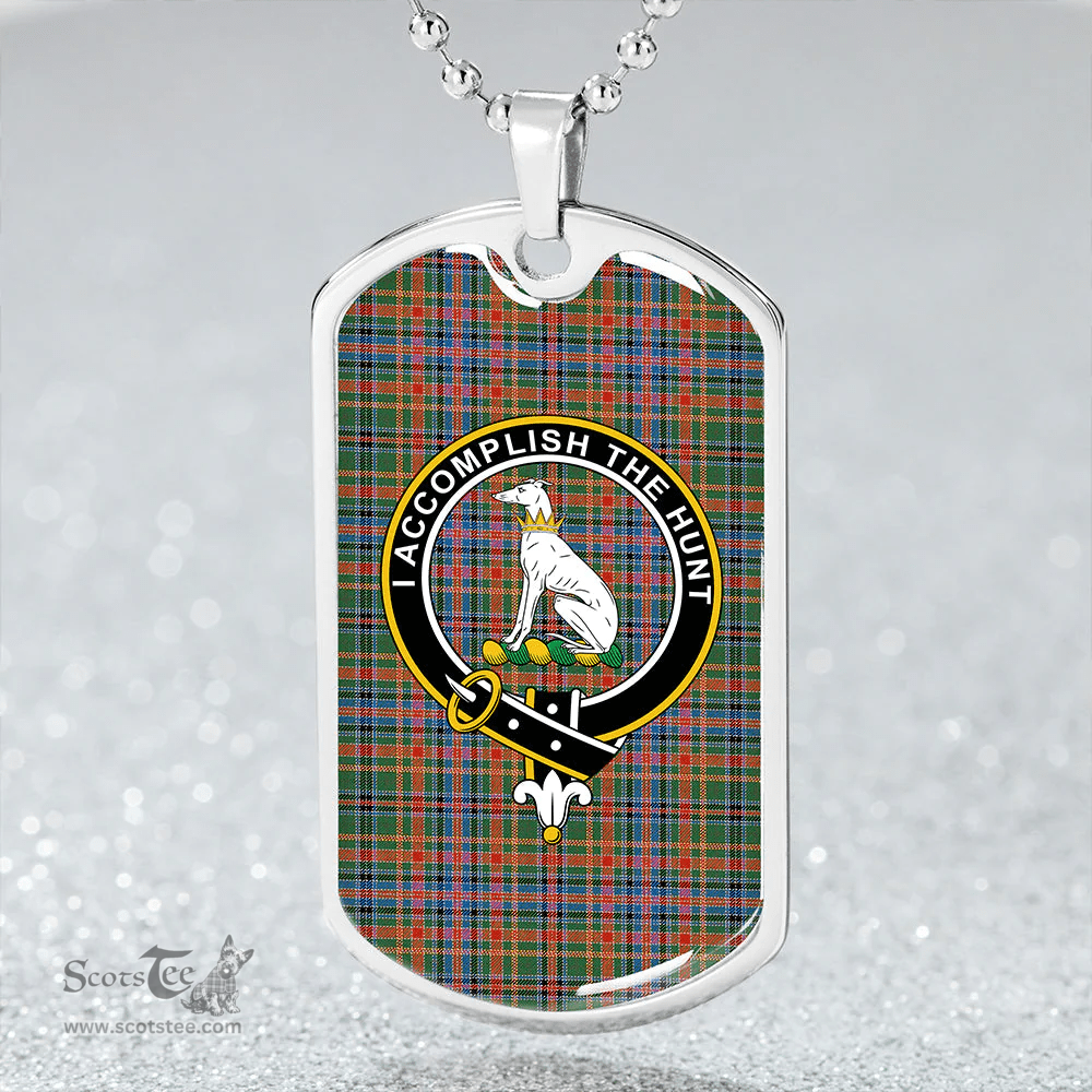 ScottishPlaid Hunter Old #2 (Michael Old #2) Ancient Clan Tartan Dog Tag Necklace - Crest Classic Scottish Plaid Tartan Plaid