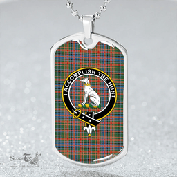 ScottishPlaid Hunter Old #2 (Michael Old #2) Ancient Clan Tartan Dog Tag Necklace - Crest Classic Scottish Plaid Tartan Plaid