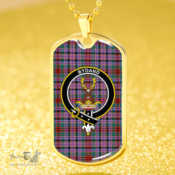 ScottishPlaid Huntly Old (Gordon Red (Telfer Dunbar)) Modern Clan Tartan Dog Tag Necklace - Crest Classic Scottish Plaid Tartan Plaid