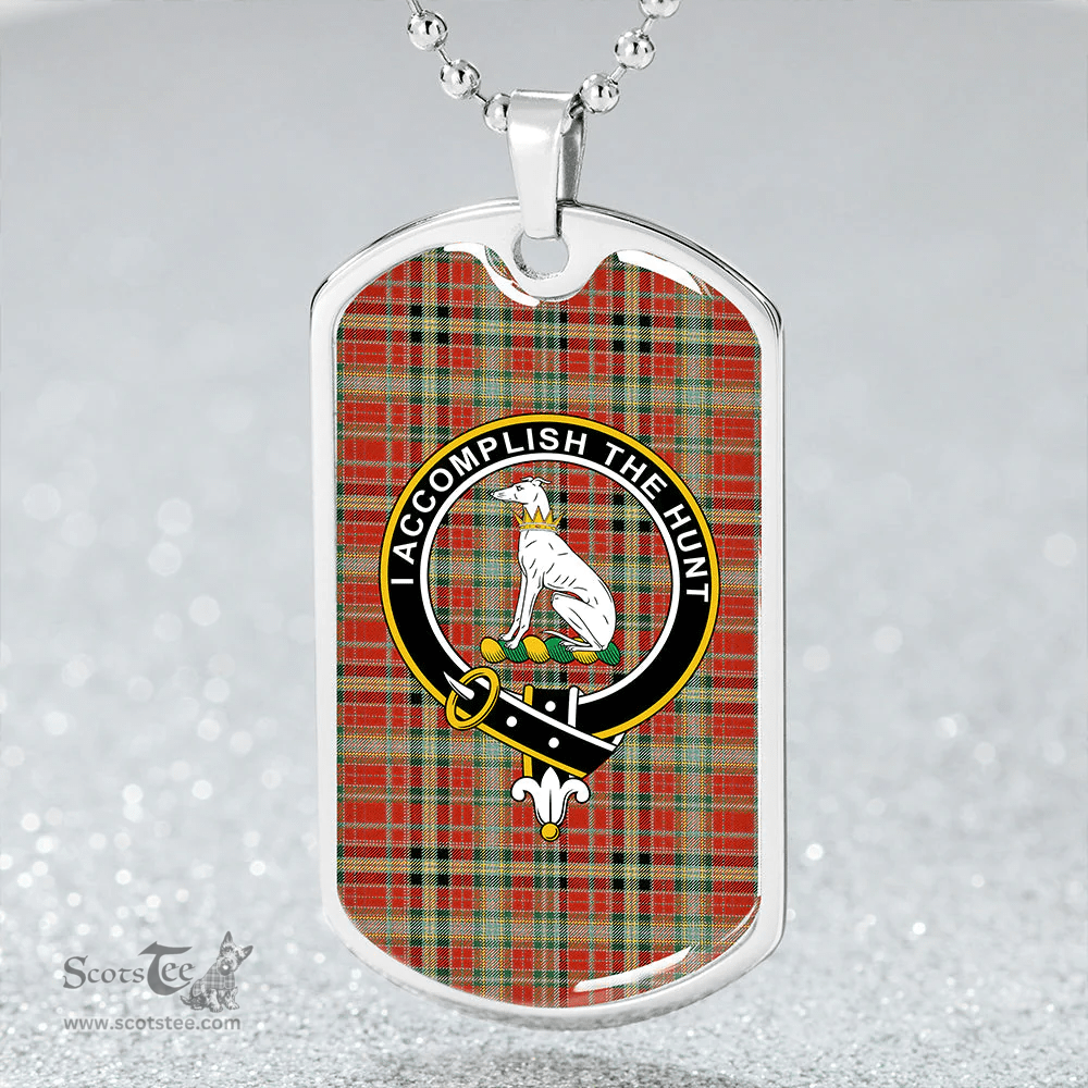 ScottishPlaid Hunter 1775 (Michael 1775) Ancient Clan Tartan Dog Tag Necklace - Crest Classic Scottish Plaid Tartan Plaid