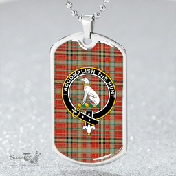 ScottishPlaid Hunter 1775 (Michael 1775) Ancient Clan Tartan Dog Tag Necklace - Crest Classic Scottish Plaid Tartan Plaid