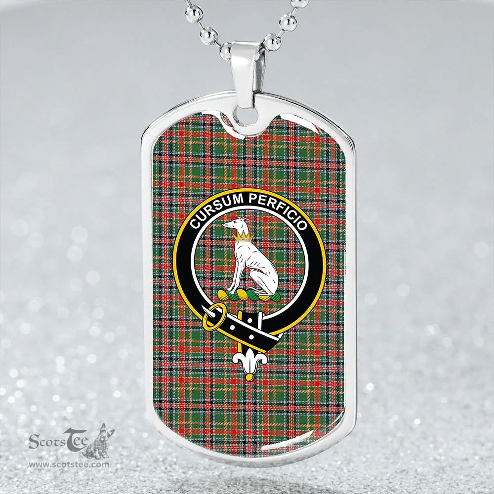 ScottishPlaid Hunter Old #3 Weathered Clan Tartan Dog Tag Necklace - Crest Classic Scottish Plaid Tartan Plaid